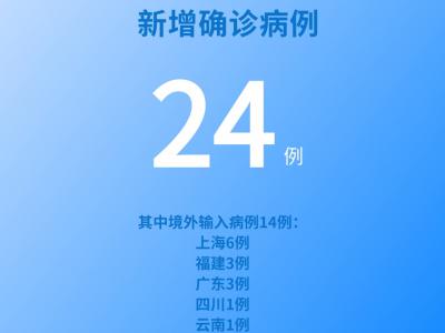 国家卫健委：6月1日新增新冠肺炎确诊病例24例其中本土病例10例