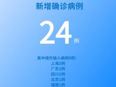 国家卫健委：6月2日新增新冠肺炎确诊病例24例其中本土病例15例