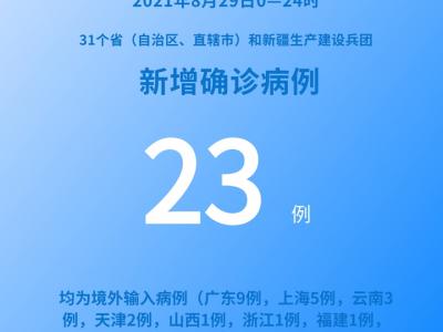 各地疫情速览：8月29日新增确诊病例23例均为境外输入病例