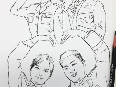 【挑战365天正能量速写画】第43期：110和119领证了