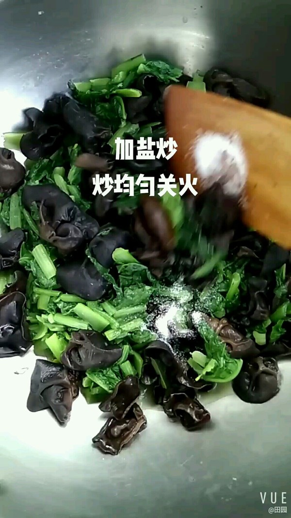 木耳烧小白菜的做法-家常味烧菜谱
