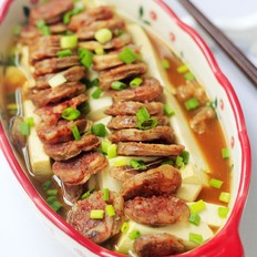 腊肠蒸豆腐的做法-咸鲜味蒸菜谱