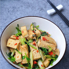 白菜苔炒冻豆腐的做法-家常味炒菜谱