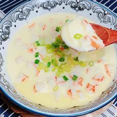 豆浆蟹柳蒸水蛋（经典家常粤菜）的做法-咸鲜味蒸菜谱
