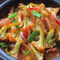 干锅菜花的做法-咸鲜味炒菜谱