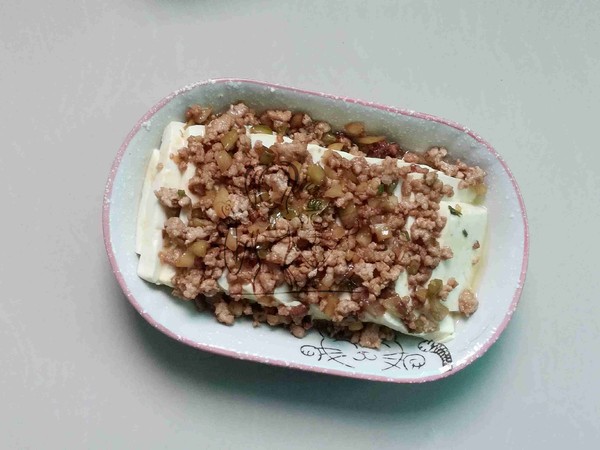 肉末榨菜蒸豆腐的做法-家常味蒸菜谱