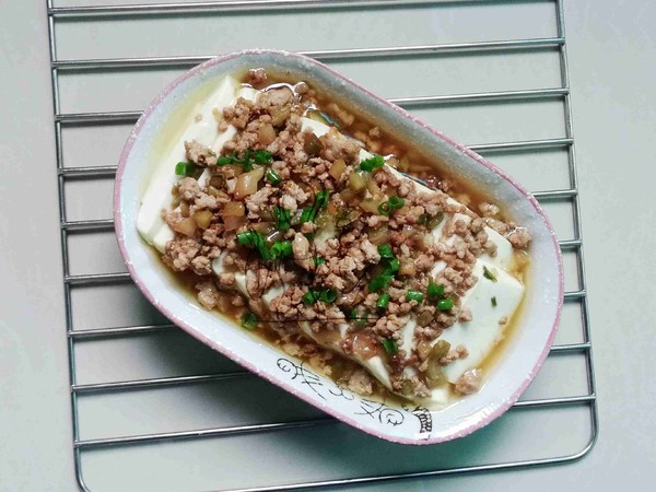 肉末榨菜蒸豆腐的做法-家常味蒸菜谱