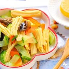 木耳腐竹小炒  宝宝辅食食谱的做法-家常味炒菜谱