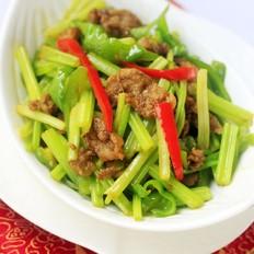 毛芹菜炒油渣的做法-家常味炒菜谱