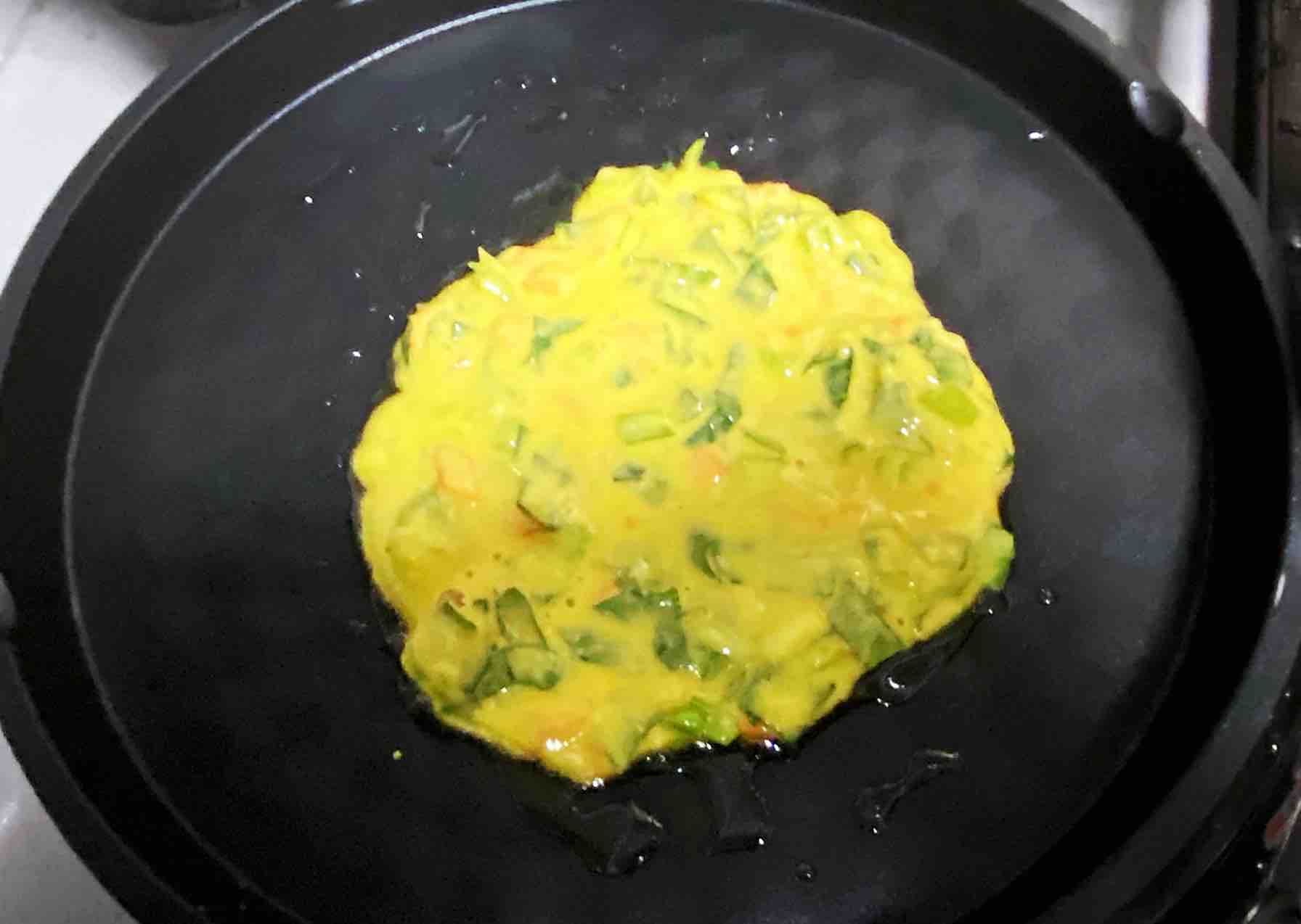 蔬菜鸡蛋饼， 好看又营养，色泽漂亮，连小朋友都爱吃～的做法-家常味煎菜谱
