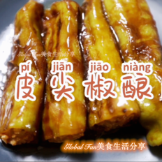#深更半夜最馋的特色美食#虎皮尖椒酿肉的作法-香辣味焖菜谱