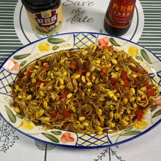 炒黄豆芽加上它好吃的舔盘的做法-咸鲜味炒菜谱