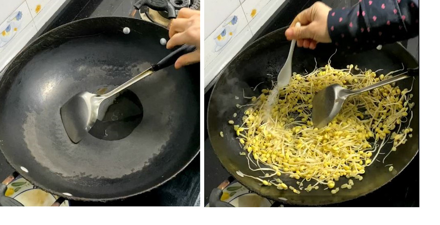 炒黄豆芽加上它好吃的舔盘的做法-咸鲜味炒菜谱