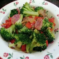 简简单单也不失美味~~腊味炒西兰花的做法-家常味炒菜谱