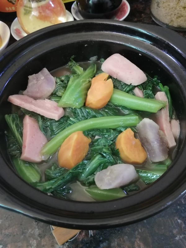 家乡的味道~~午餐肉番薯芥菜煲的做法-家常味煮菜谱