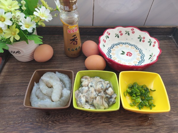 海蛎子虾仁蒸蛋，鲜味十足超好吃！的做法-咸鲜味蒸菜谱