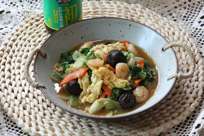 快菜炒虾仁的做法-咸鲜味炒菜谱